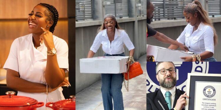 Joyful moment Nigerian chef Hilda Baci took delivery of her Guinness World Record plaque (Video)
